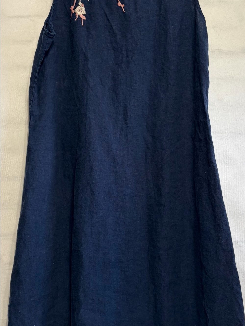 Johnny Was Navy Embroidered Midi Dress with Pink & Yellow Floral Accents - Picture 7 of 13